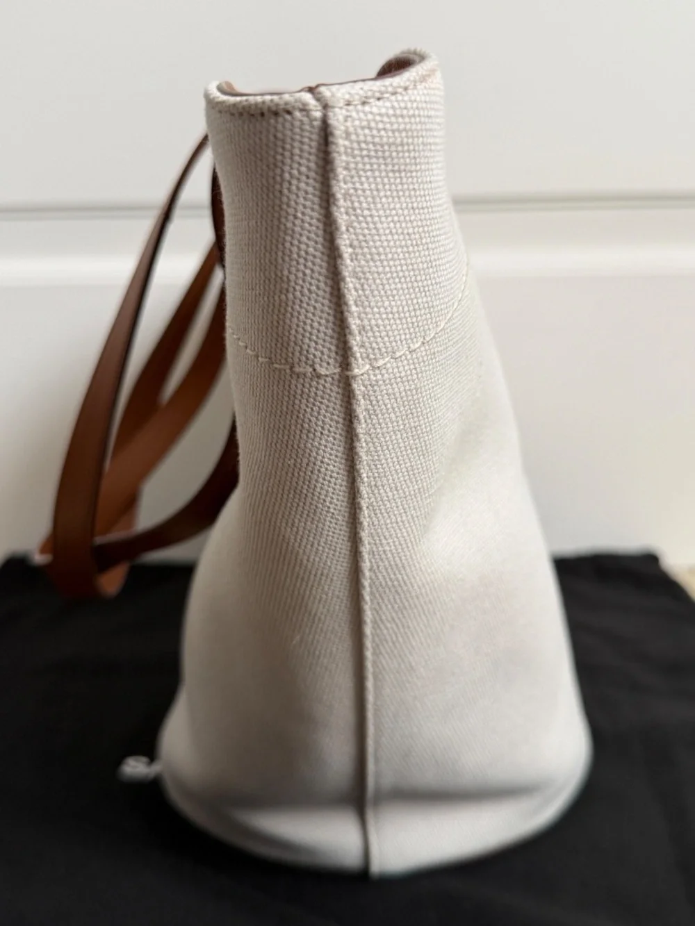 Saint Laurent YSL Rive Gauche Canvas Logo Leather Tote Shoulder Bag - Picture 11 of 15